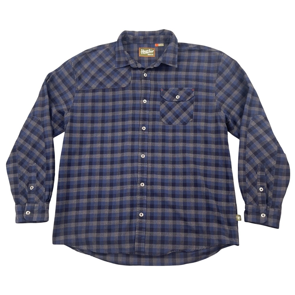 Howler Bros Harker's Flannel Shirt Mens XL Blue Gray Plaid Long Sleeve Button Up